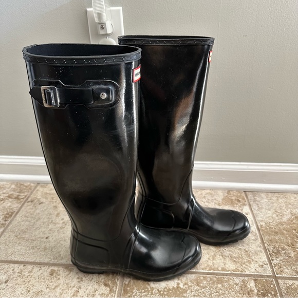 Hunter Women's Original Tall Gloss Black Rain Boots - Size 8 - Picture 8 of 13